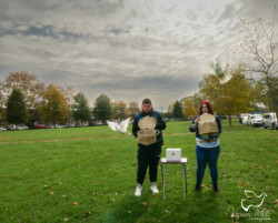 Two white doves release at Hunting Park in Philadelphia, PA. Two white doves release at Hunting Park in Philadelphia, PA.